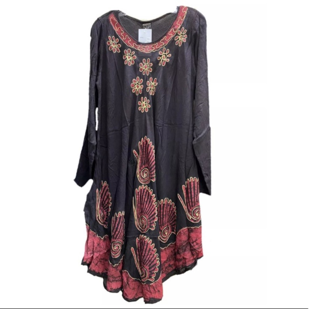 Umbrella Cut Floral Tunic - Maroon